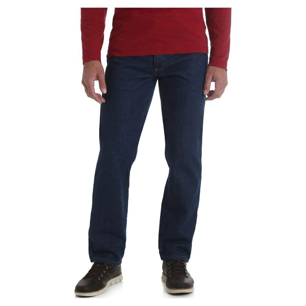 NEW Wrangler Rustler Mens Reg Fit Straight Leg Heavy Duty 100% Cotton Blue Jeans